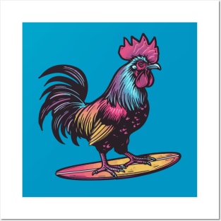 Surfing Rooster Posters and Art